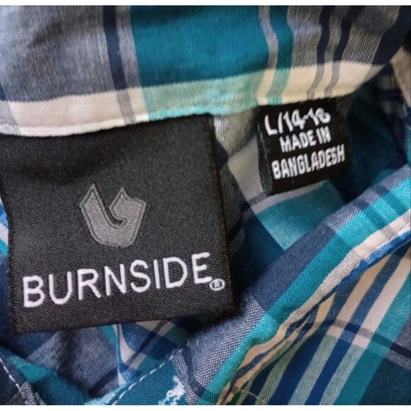 2 Button Up Shirts Long Sleeve Short Sleeve Size 14-16 - Picture 9 of 13